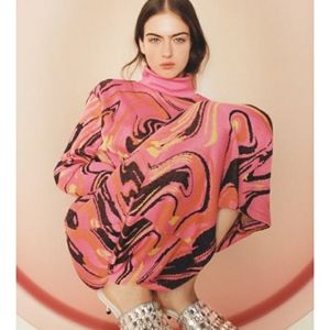 Zara belted jacquard dress pink